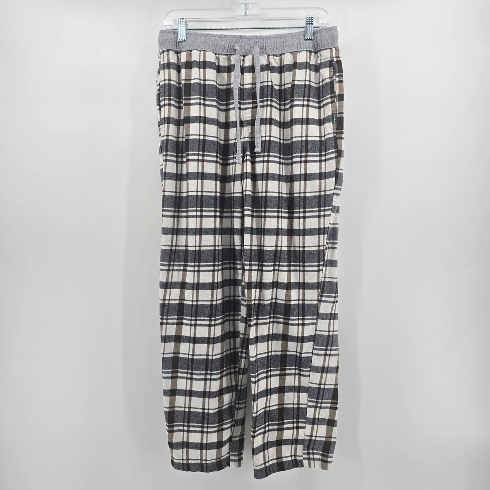 Eddie Bauer Mens Brown Plaid Flannel Pajama Pants Lounge Sleep Bottoms Size M